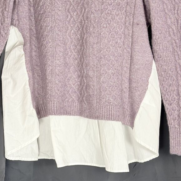 By Anthropologie Mixed Media Turtleneck Cable Sweater Size Medium Ret $118 - Picture 7 of 14